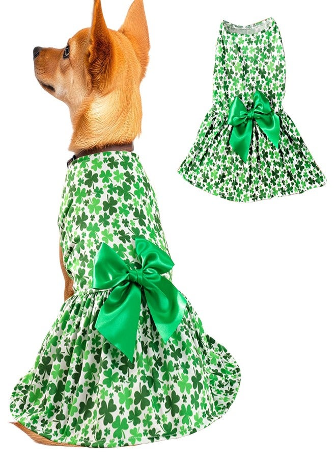 Habbiful Dog St Patricks Day Outfit, Puppy Dog St.Patrick's Day Clothes Shamrock Dog Skirt Green Dog Dress Spring Summer Pet Doggie Apparel for Dogs Cats Gifts, M - Image 1